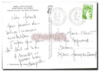 Saint-Paul-de-Vence — Widok na miasto - W tle, Baous — Wydawnictwo S.E.P.T. - 35 — Rewers