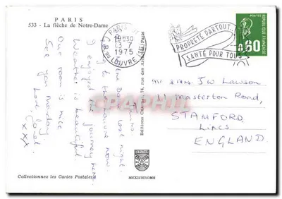 Strzałka Notre-Dame — widok z lotu powietrznego — Wydawnictwo Mexichrome, nr 533 — Rewers