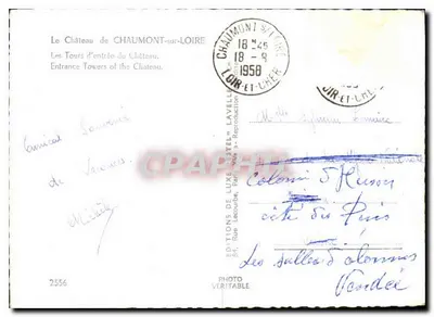 Zamek w Chaumont-sur-Loire — Wjazdowe wieże — Éditions de Lavelle, Paryż — Rewers