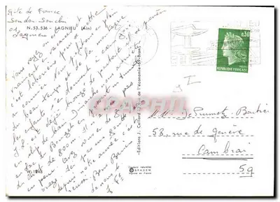 Lagnieu — widok miasta, kościoła, basenu i mostu — Wydawnictwo SPADEM — Rewers