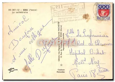 La catedral de Sens — editor La Cigogne, n° 89-387-12 — Reverso