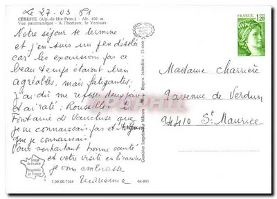 Céreste (Alpi di Alta Provenza) — Vista panoramica — Tipografia Micon — Verso