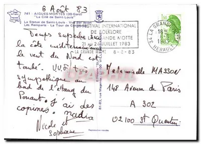 Aigues-Mortes — Estátuas, muros e torre — Éditions Magename — Verso