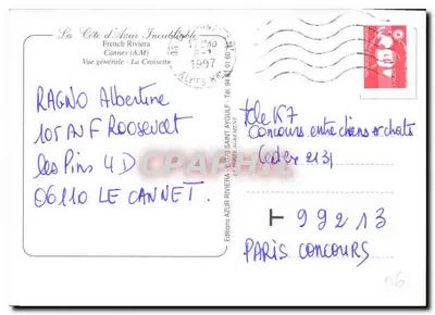 Cannes — Côte d'Azur — Wydawnictwo Côte d'Azur — Rewers