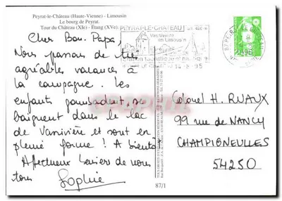 Peyrat-le-Château — widok jeziora i zamku — wydawnictwo Beaumais — Rewers