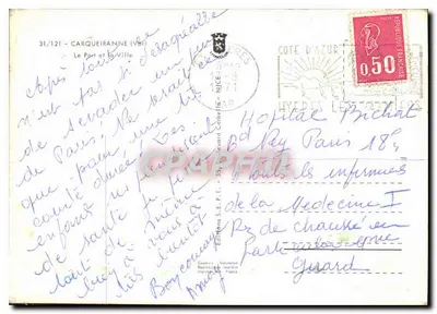 Bilhete postal moderno Carqueiranne Var o Porto e a Cidade — Verso