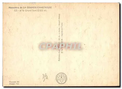 Monasterio de La Grande-Chartreuse — el Grand Som (2 033 m) — Ediciones J.E.M. - Arcueil (Seine) — Reverso