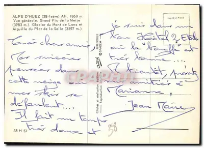 Alpe d'Huez — allgemeine Ansicht im Winter — Verlag Grenoble © SPADÈM — Rückseite