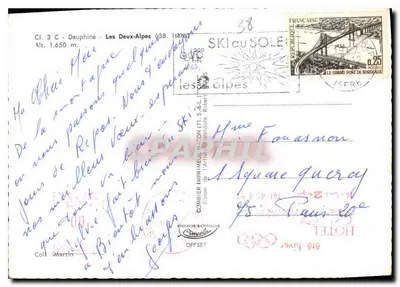 Les 2 Alpes — Estação Dauphiné — Lembrança desta Estação pitoresca — Verso