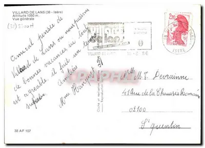 Villard-de-Lans (38) — widok ogólny — Wydawnictwo VILLARD DE LANS, n° 38 AF 107 — Rewers