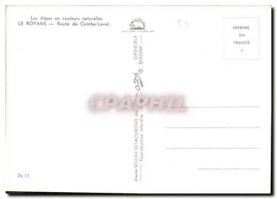 Le Royans — Estrada de Combe-Laval — Edições Spadem — Verso