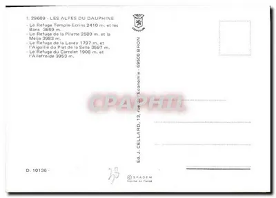 ALPES DU DAUPHINE — Góry i schroniska — Wyd. J. CELLARD, n° 10136 — Rewers