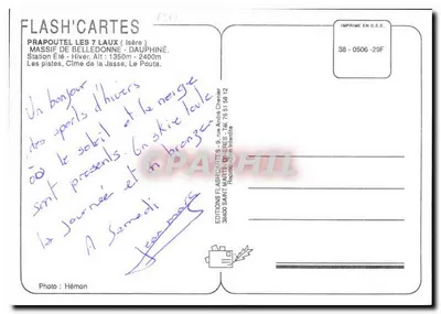 PRAPOUTEL LES 7 LAUX — estação de esqui — Edições Flash'Cartes — Verso