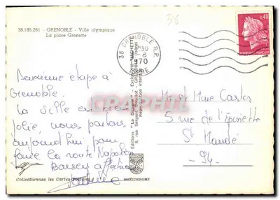 Grenoble — A praça Grenette — Edições 'La Cigogne' — Verso