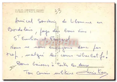 Libourne — De Kades en de Klokken toren — A. Cigogne — Achterkant