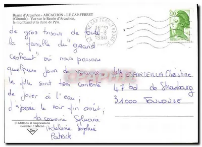 Bassin d'Arcachon — widok na dune Pyla — Wydawnictwo i Druki Combier / Mâcon — Rewers