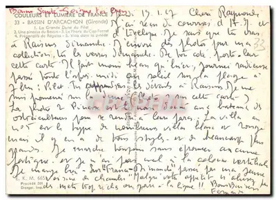 Bassin d'Arcachon — widok panoramiczny — E. K. M. 665, Draeger, Wydawnictwo Francuskie — Rewers