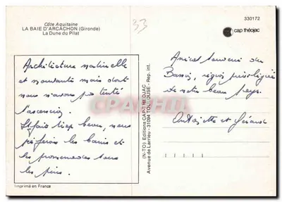 La Dune du Pilat — najwyższa duna Europy — Éditions Cap Théo Jac — Rewers