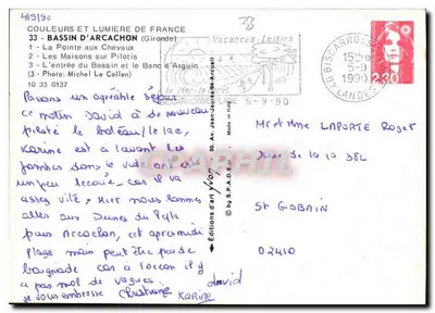 Bassin d'Arcachon — widok panoramiczny i domy na pilotach — Wydawnictwo Sztuki Yvon — Rewers
