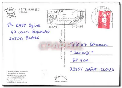 Blaye - A Cidadela — Editor Elcé, n° 3578 — Verso