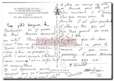 Camping de Maubuisson — vista aérea — Les Éditions Artaud & Cie, Nantes — Verso