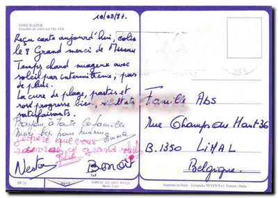 Zamek na Wyspie Złotej — Côte d'Azur — wydawca SOPICO, n° PP 20 — Rewers