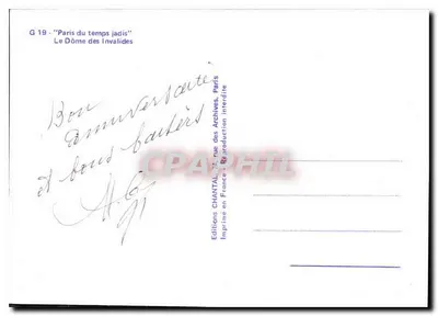 O Dôme dos Invalides — Paris no tempo passado — Edições CHANTAL — Verso