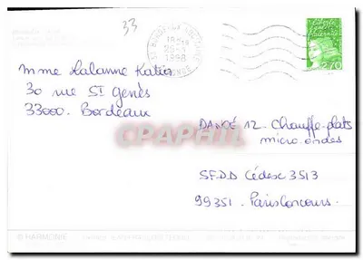 Bordeaux — widok wieży zegarowej i fontanny Trzech Gracjuszek — Harmonie — Rewers
