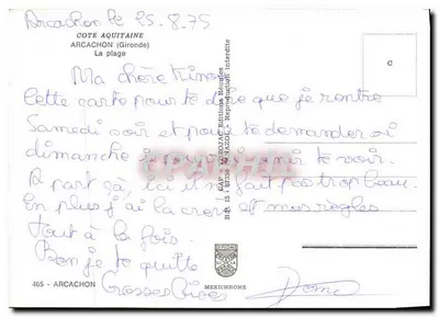Arcachon — Plaża — Wydawnictwo Zjednoczone — Rewers