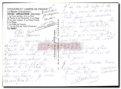 Arcachon — Panoramiczny widok plaży i portu — Éditions Jean-Jaurès — Rewers