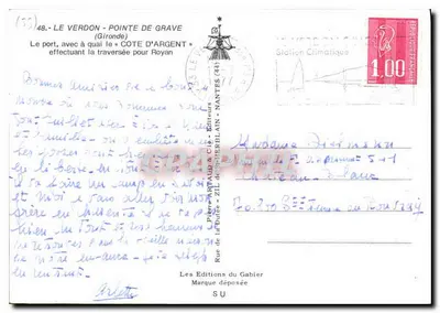 O porto de Pointe de Grave — Gironde — Éditeur Pierre ARTAUD & Cie — Verso