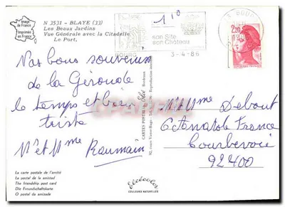 Blaye — Vista geral com a cidadela e o porto — Editor Élèves — Verso