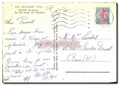 Ruoms (Ardèche) — Ao longo das margens da Ardèche — Edição LAPIE — Verso