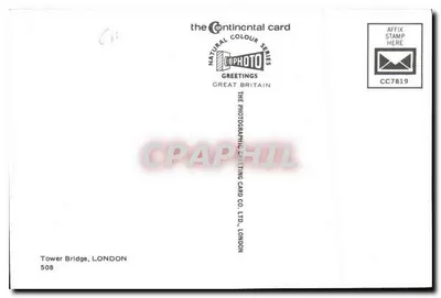 Ponte Tower — Londres — The Photographic Greeting Card Co. Ltd. n° 508 — Verso