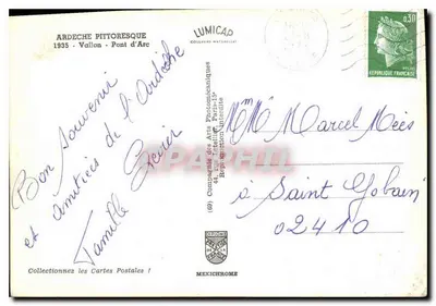 Most Arc — Cud przyrody — łuk 60 m wysokości — 54 m otwarcia — Ardeche Pittoresque — Rewers