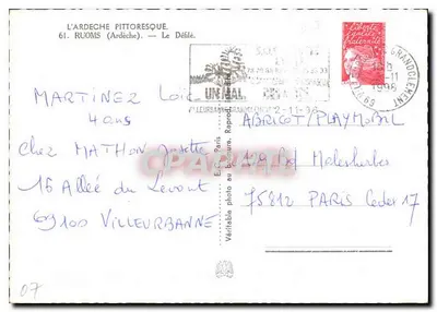 Het Defile — Ruoms (Ardèche) — Uitgever: E.C. Paris — Achterkant