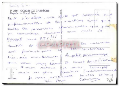 Gorges da Ardèche — Rapide do Grand Gour — Edições dos Septfonts, n° 266 — Verso