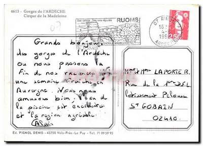 Gorges de la Ardèche — Cirque de la Madeleine — Ed. PIGNOL DENIS — Reverso