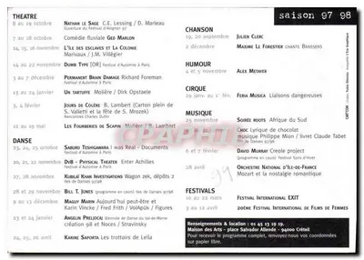 Peixe em carro — Maison des Arts Créteil — temporada 97 98 — Verso