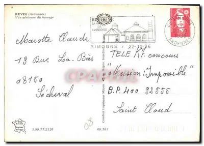 Revin (Ardennes) — Vista aérea do dique — Combier Impressor Macon — Verso