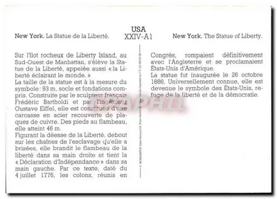 Nowy Jork. Statua Wolności — USA XXIV-A1 — Rewers