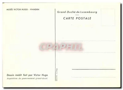 Zamek na skałach — niepublikowany rysunek Victora Hugo — Muzeum Victora Hugo, Vianden — Rewers