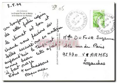 Wielki Pic Meije i lodowiec Rateau — w Oisans — Wydawnictwo Mauvias B.P. 1340 — Rewers
