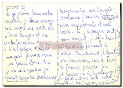 Dudelange — Hotel de Ville — Paul Kraus & G. D. (editor) — Verso