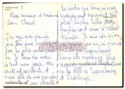 Igreja de Dudelange — Luxemburgo — Messageries Publiques (RAUS) — Verso