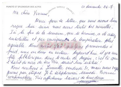 Purété et splendeur des Alpes — Collection 'Douce France' — France-Images Éditions — Verso