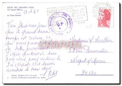 Col Izoard — La Casse Deserte — Guilon Roger-Col Izoard, impreso en Italia — Reverso