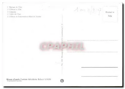 Vianden — widok panoramiczny i zamek — wydawca Messageries G.D. nr 384 — Rewers