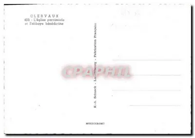 Clervaux — A igreja paroquial e a abadia beneditina — E.A. Schaaack, Luxemburgo — Verso