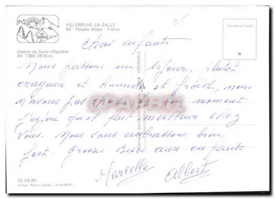 Villeneuve-la-Salle — Serre-Chevalier — Hautes-Alpes — wydawca Clichés Pierre Cussac — Rewers